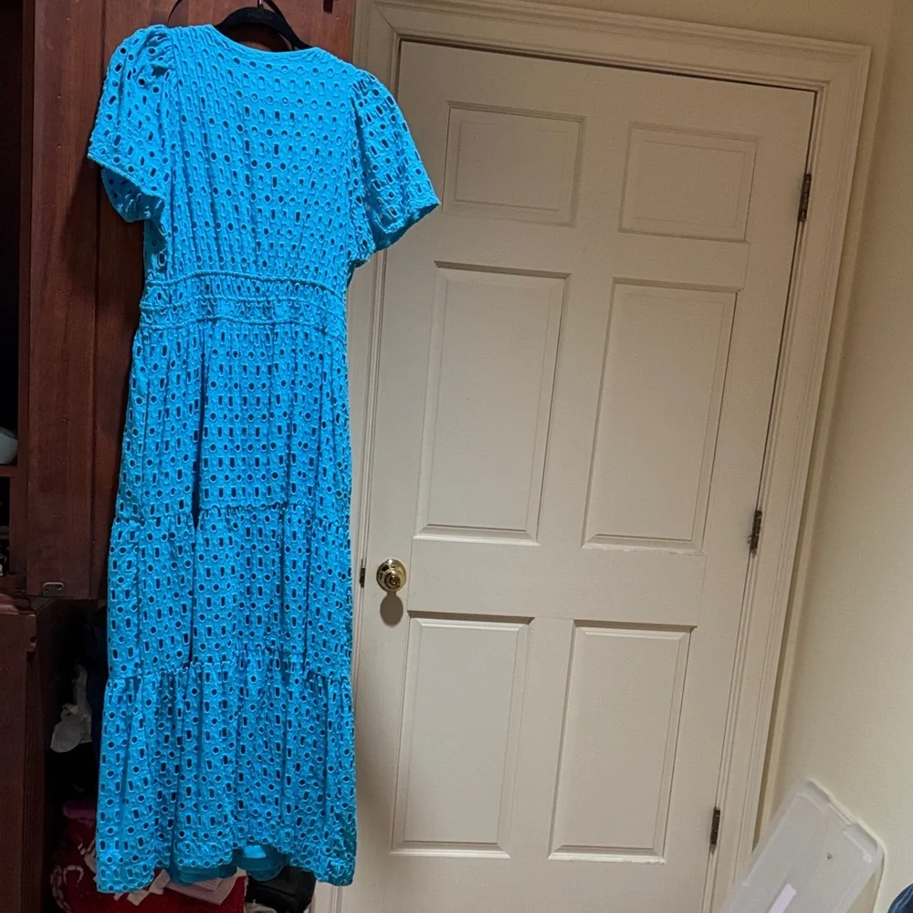 Anthropologie Blue Eyelet Maxi Dress - Picture 7 of 9